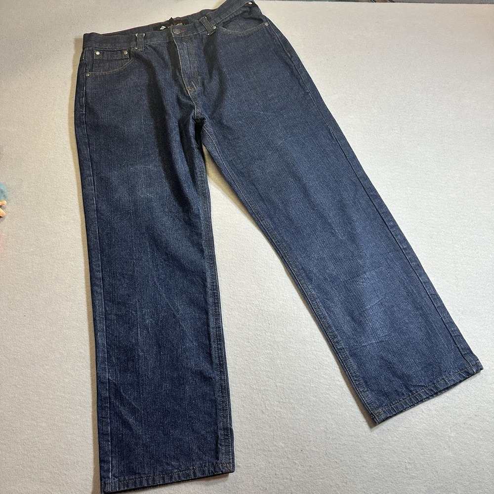 Vintage Enyce Jeans Mens 38x32 Dark Blue Baggy Hip Hop Y2K Embroidered Denim